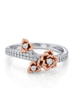 Floral Ring, Rose Gold - 925 Sterling Silver Charmed Aroma Beauty and the Beast